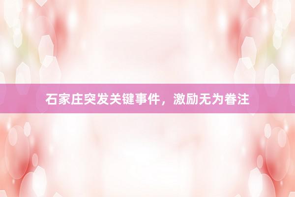 石家庄突发关键事件，激励无为眷注